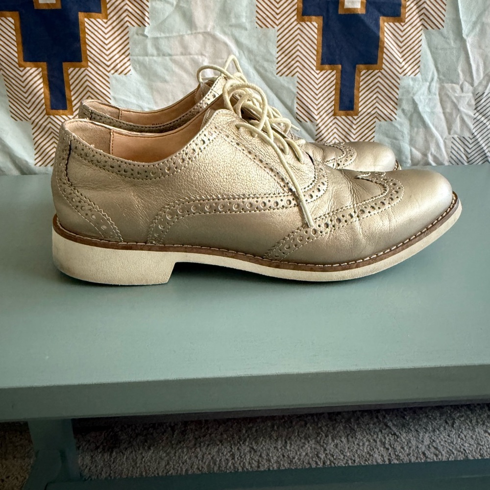 Cole Haan Gold Brogue Flats